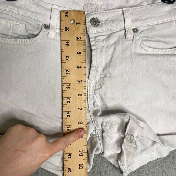 7 for all mankind womens white denim shorts stretch summer casual 26 - Picture 8 of 10